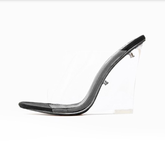 🆕LAST! Ice Queen Perspex Wedge Mule -Black - Picture 8 of 8